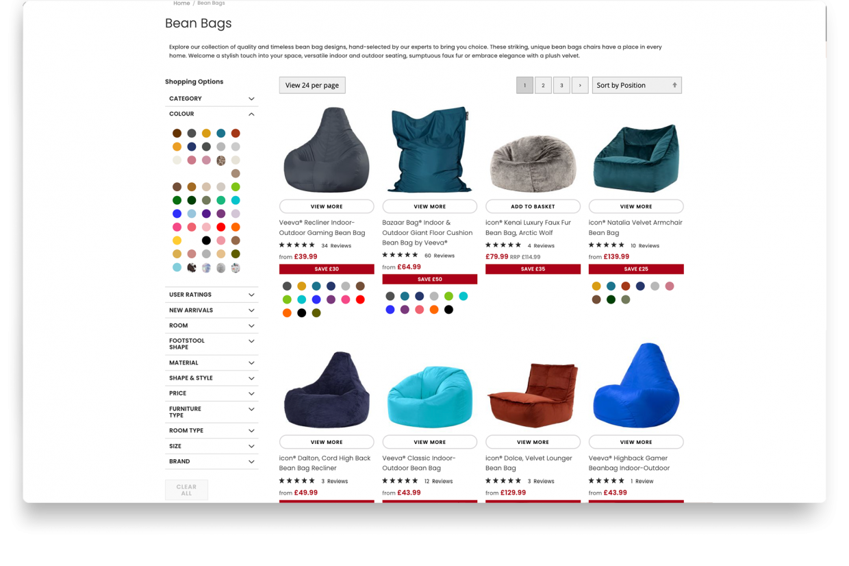 Bean Bag Bazaar webpage