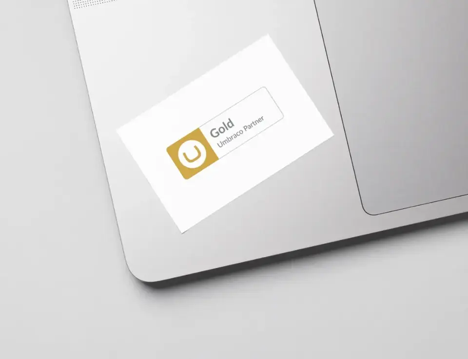 Umbraco gold partner sticker on laptop