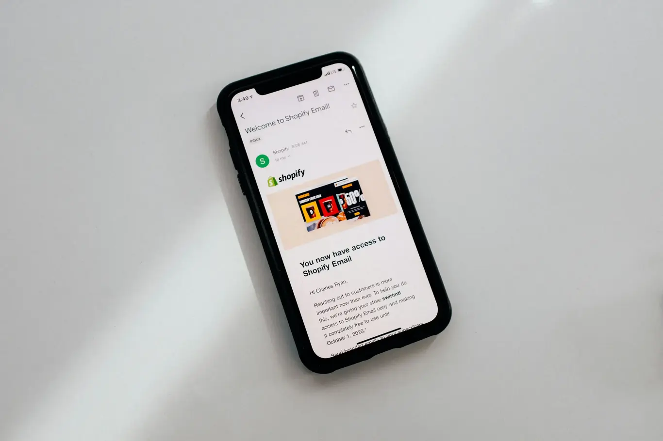 Mobile showing Shopify